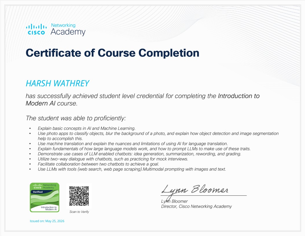 Modern AI Certificate
